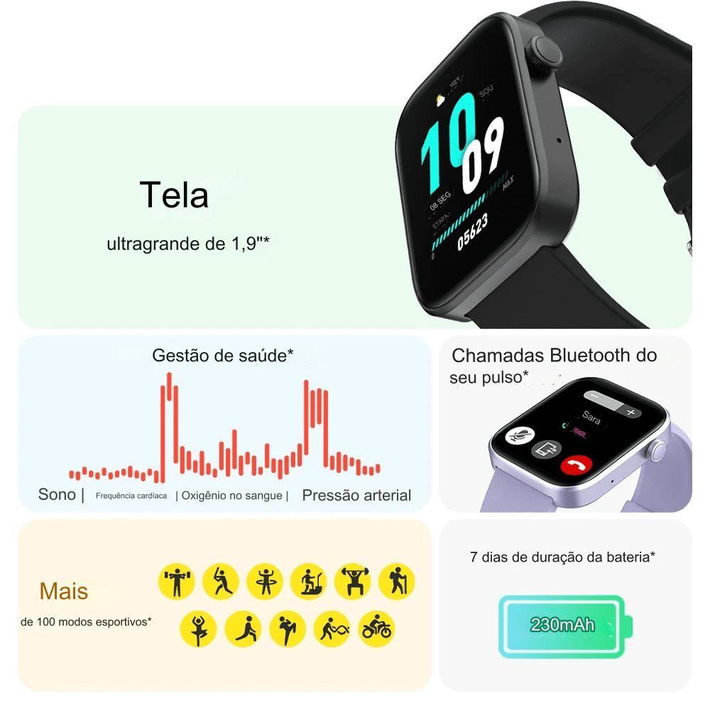 Relógio Inteligente Colmi P71 Assistente Google IP68 Chamada de Voz