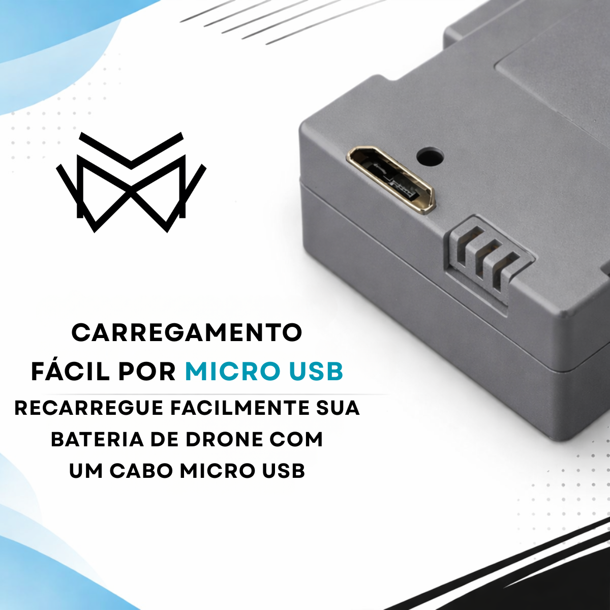 Bateria Drone Original Duravel 2600Mah Recarregavel USB Cor:Cinza