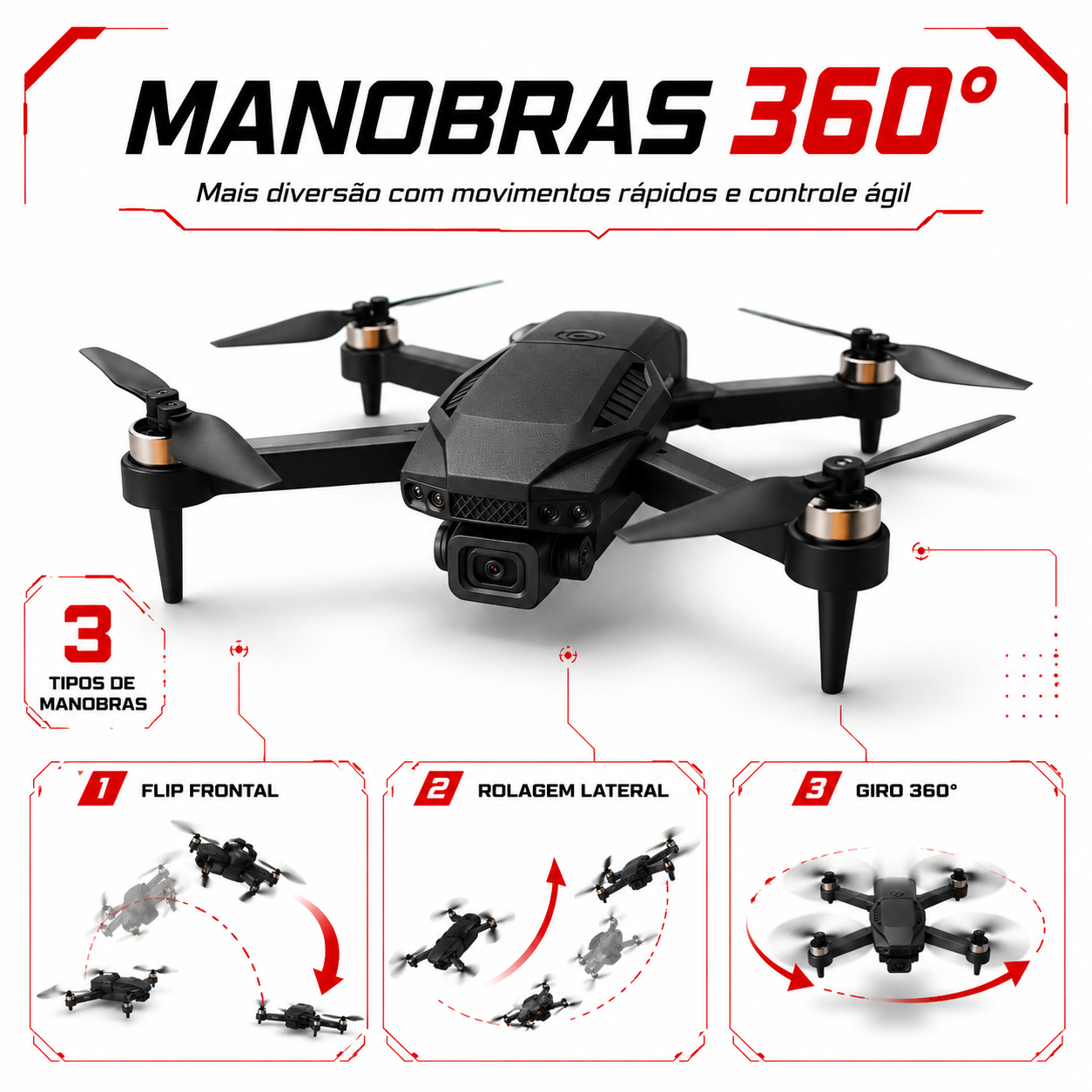 Drone F198 2025 Dual Câmera 4K HD Motor Sem Escova Estável