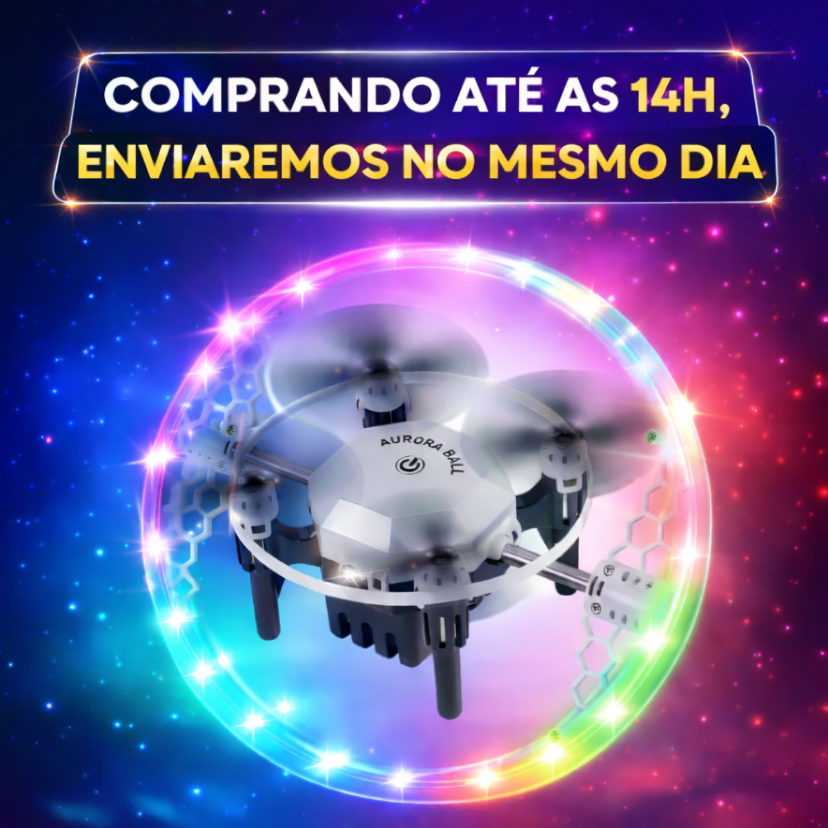 Drone Controle Remoto Giratório 360º Voa 100M Aurora Ball FX 41 Presente Crianças Inquebrável