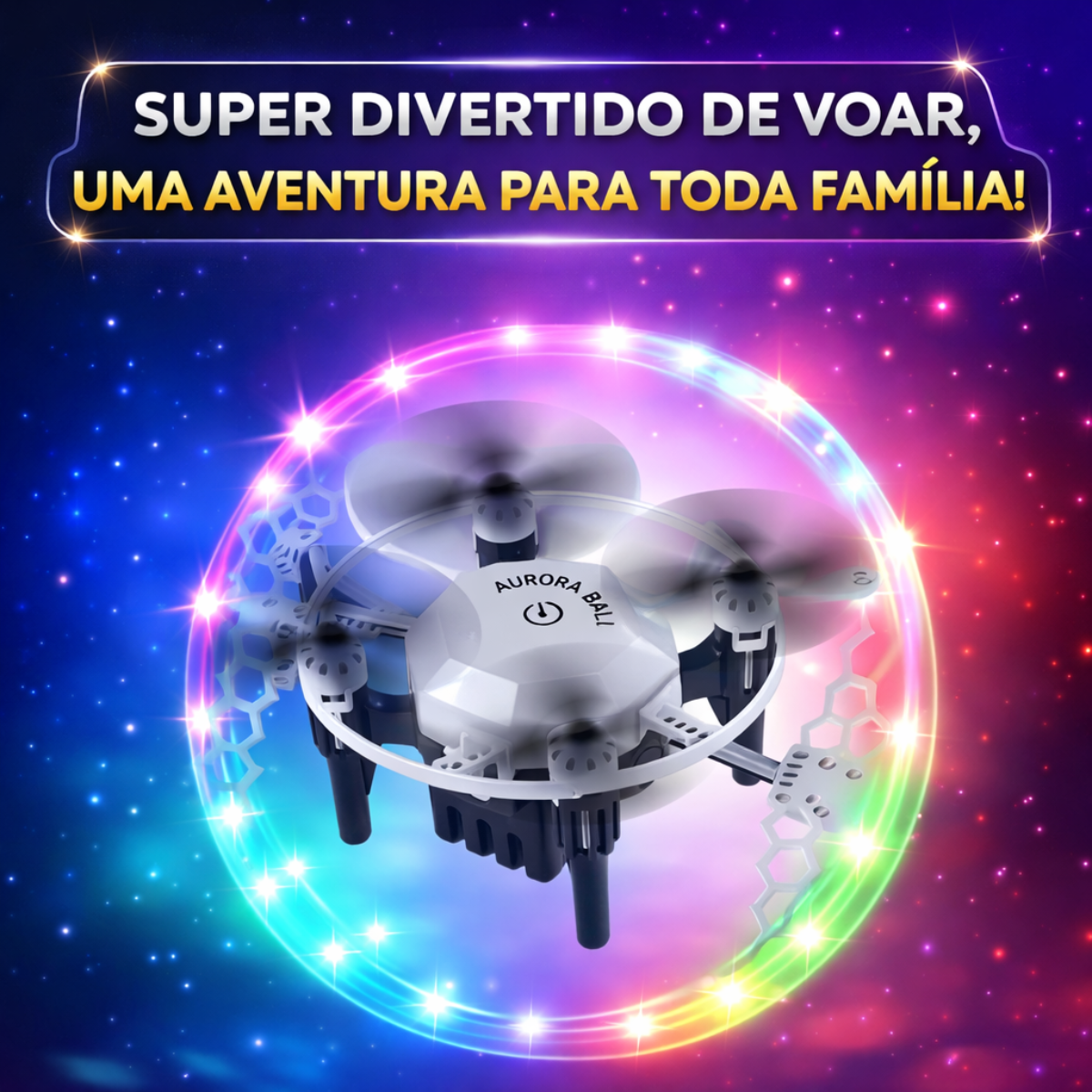 Drone Controle Remoto Giratório 360º Voa 100M Aurora Ball FX 41 Presente Crianças Inquebrável