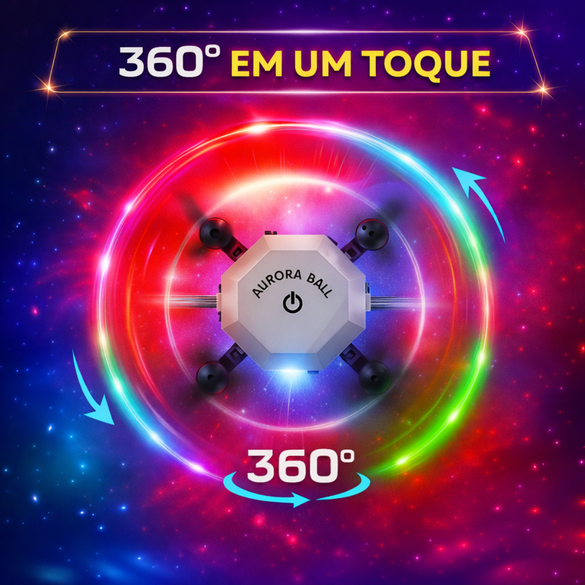 Drone Controle Remoto Giratório 360º Voa 100M Aurora Ball FX 41 Presente Crianças Inquebrável