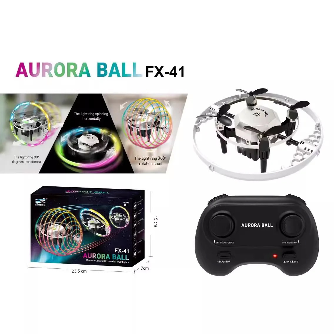 Drone FX41 Autora Ball Giro 360 Luzes Estável Criança/Adulto