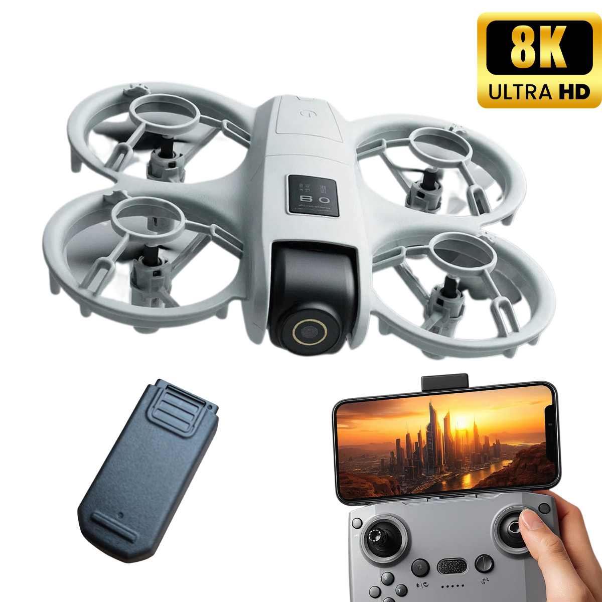 Mini Drone GT3 8k Duas Câmeras HD 5G FPV Modo Sem Cabeça 360