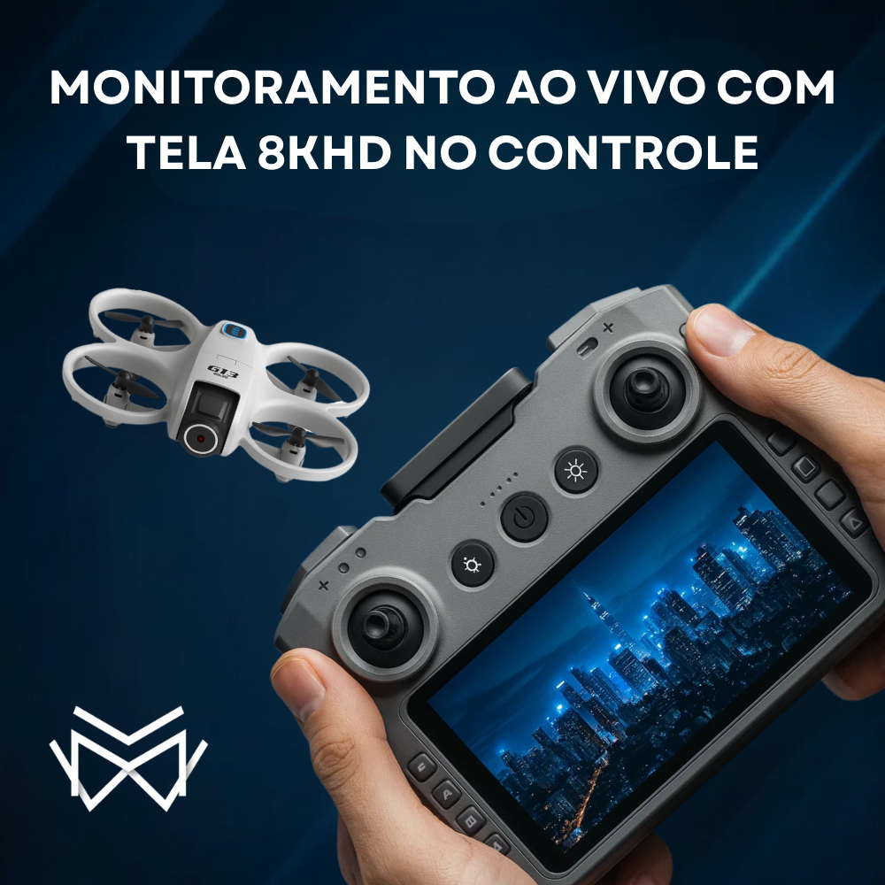 Mini Drone GT3 8k Duas Câmera HD 5G FPV Controle com Tela