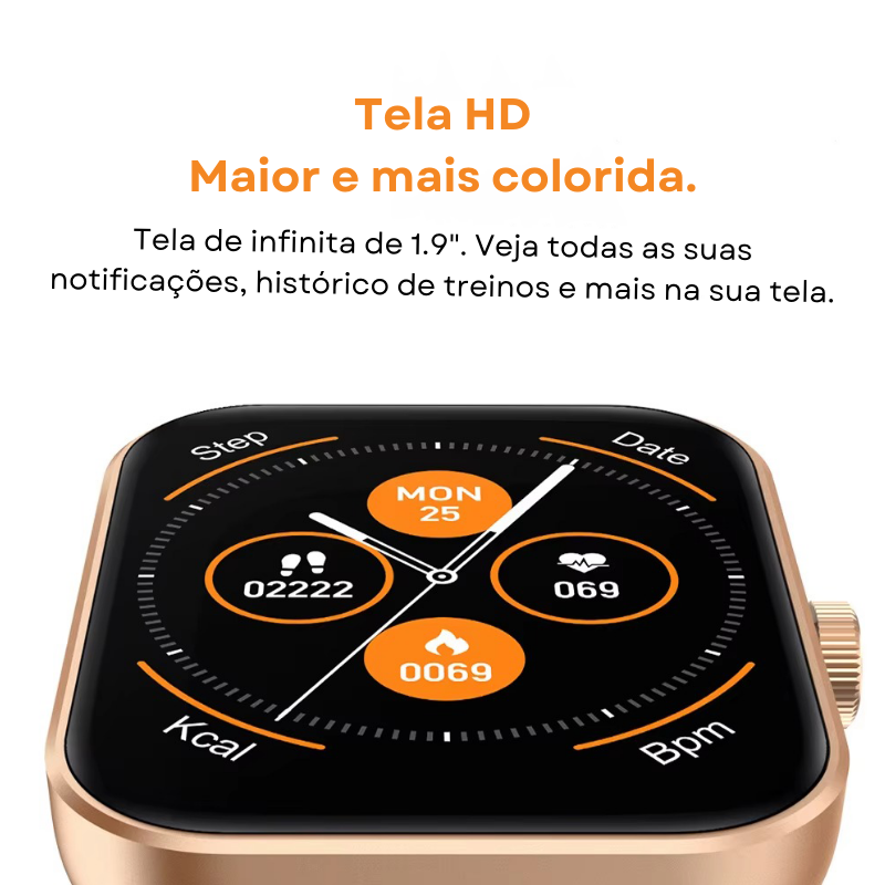 Relogio Inteligente P81 A prova d'água Bluetooth Tela de 1.9 Notificações Esportes Chamadas Fit