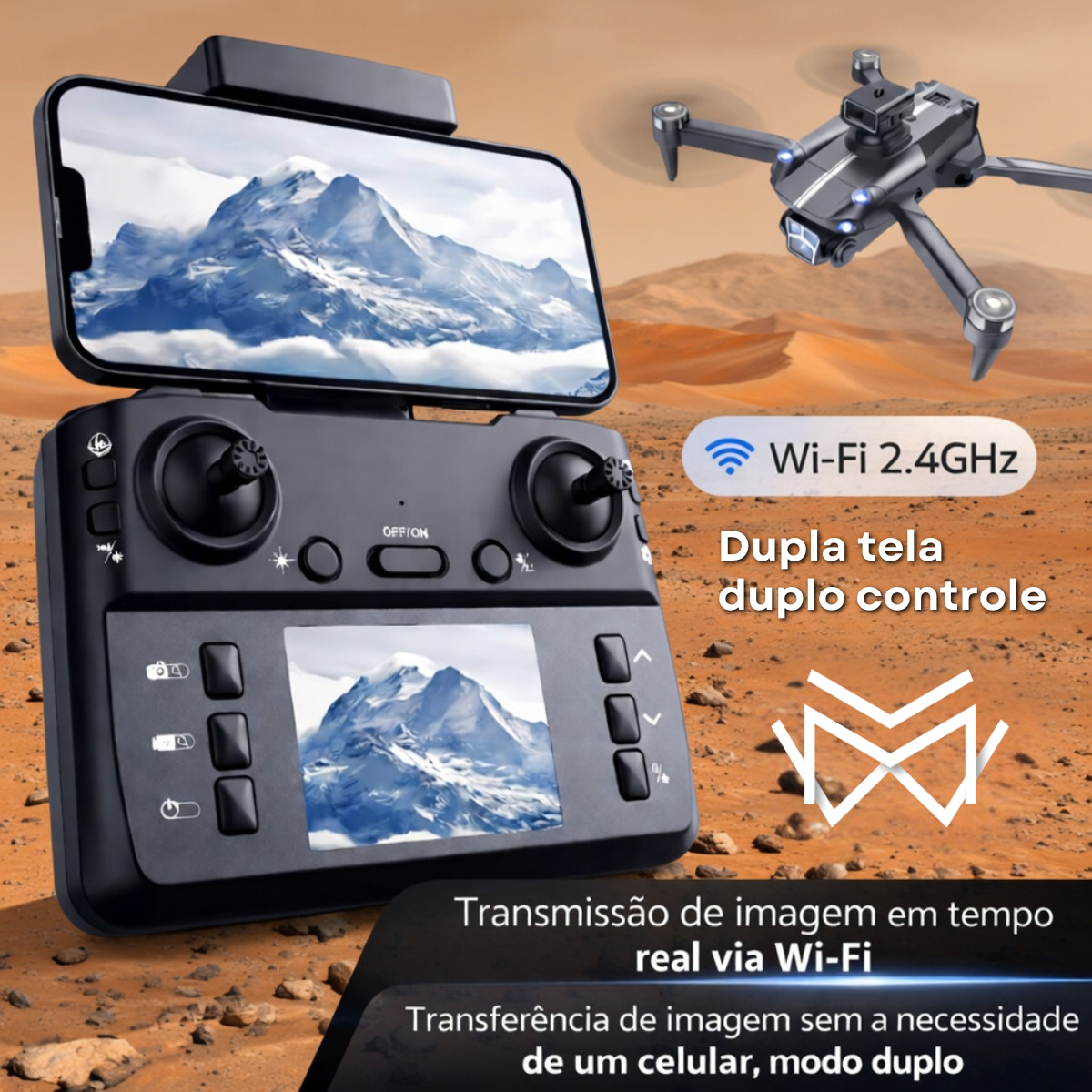 Drone Dual Câmera 4K S182 WiFi 2.4G Sensor de Obstaculos VR