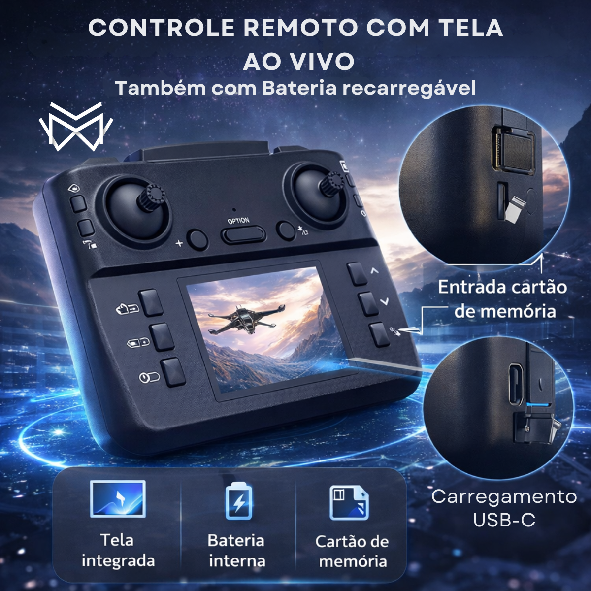 Drone Dual Câmera 4K S182 WiFi 2.4G Sensor de Obstaculos