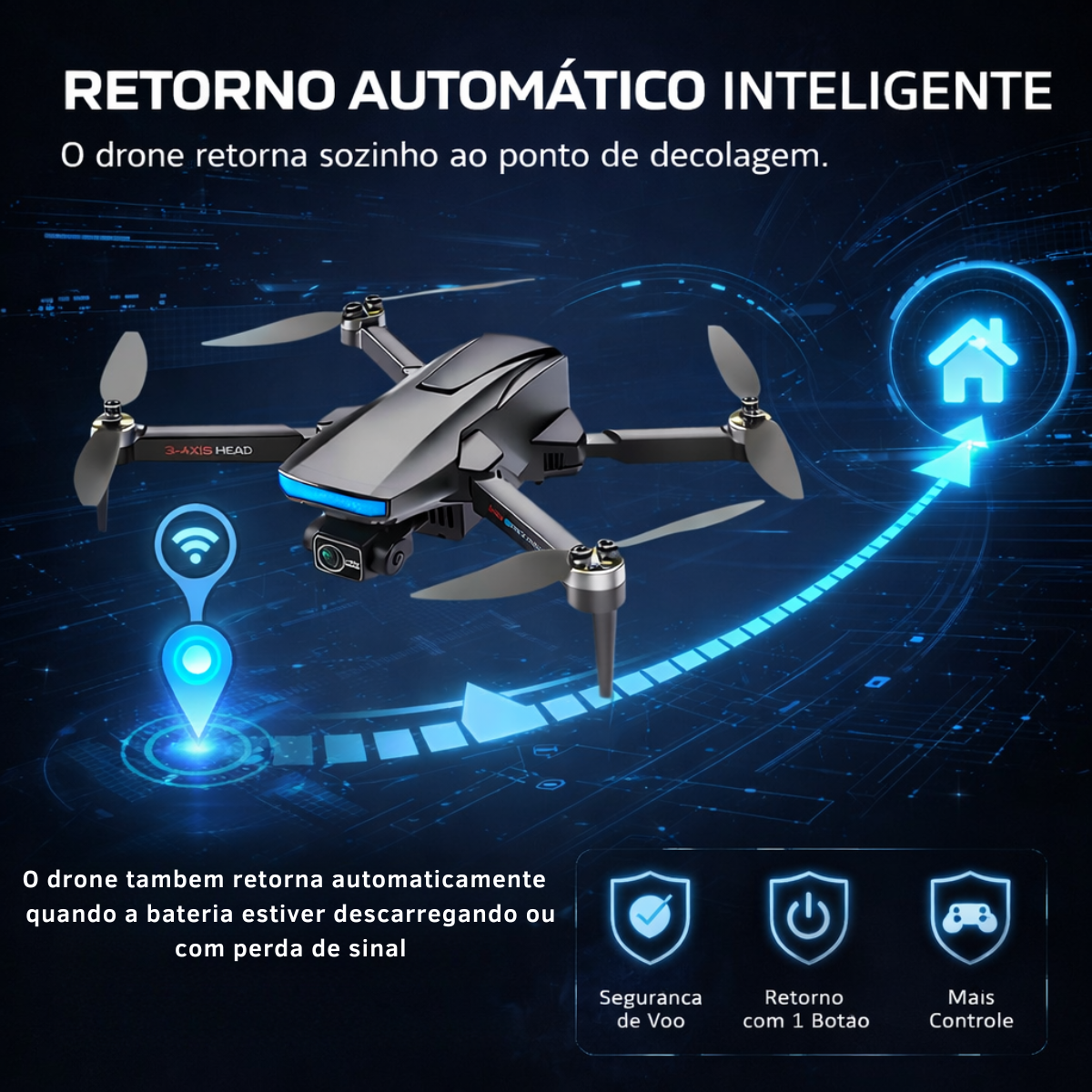 Drone Pro S187 GPS Maps Com VR 5G 3KM 3 Gimbal Dual Cam 4K