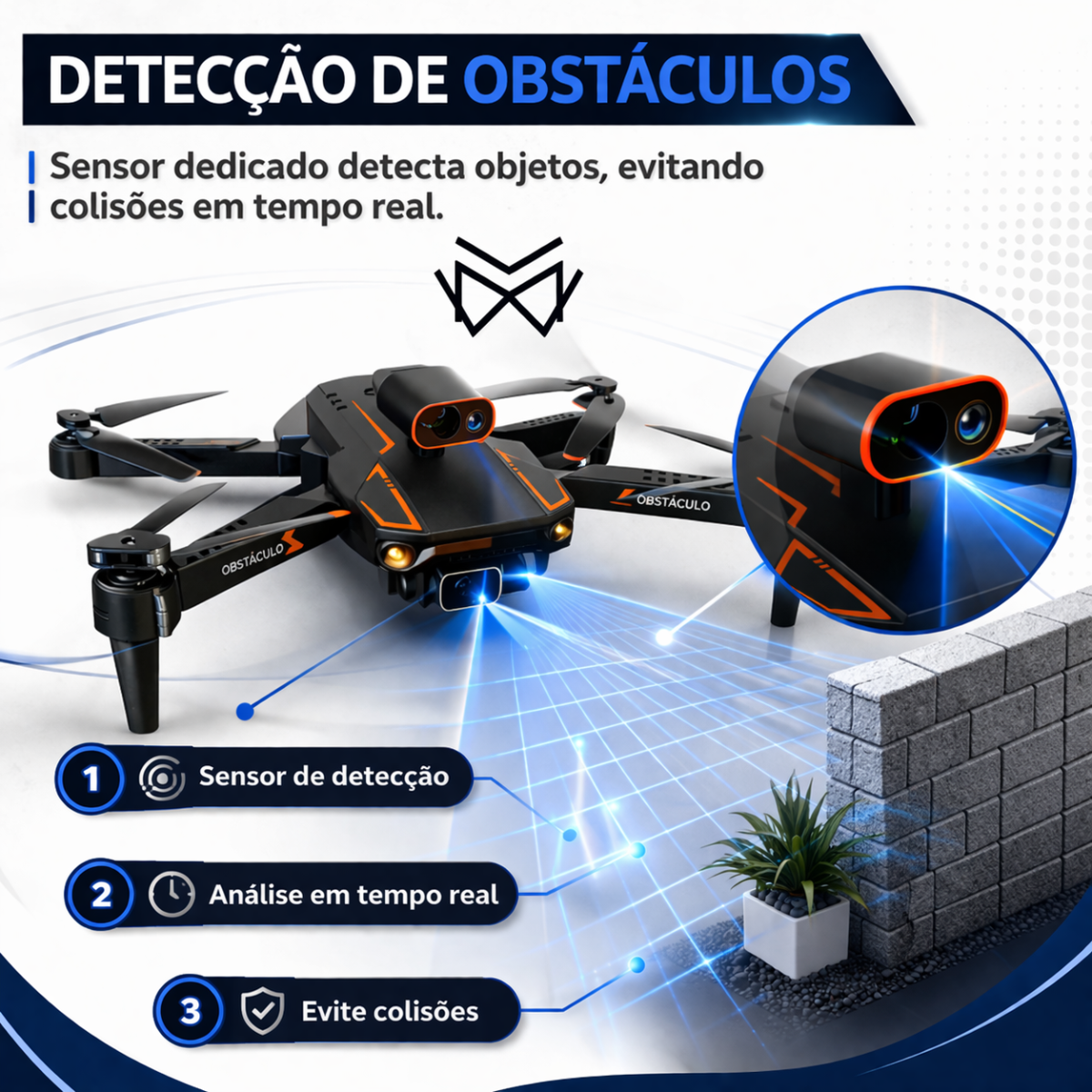 Drone Dual Câmera S91 Pro Sensor de Obstáculos