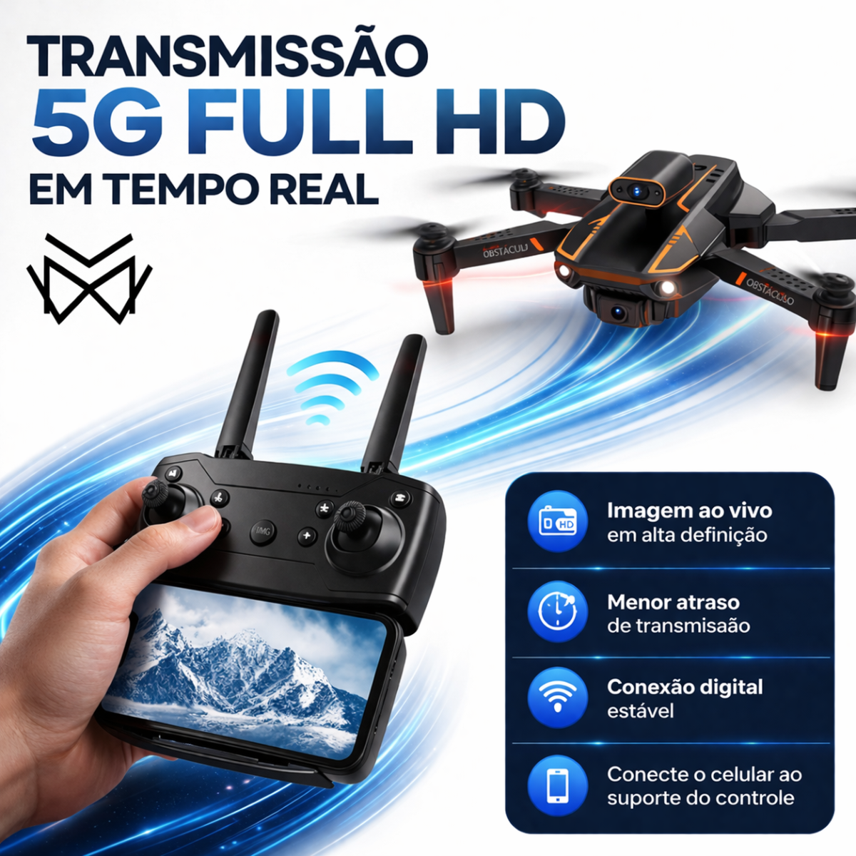 Drone Dual Câmera S91 Pro Sensor de Obstáculos
