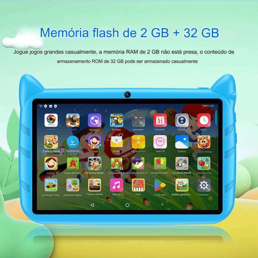 Tablet Infantil 7 Polegadas 2gb Ram Apps Android Azul Rosa