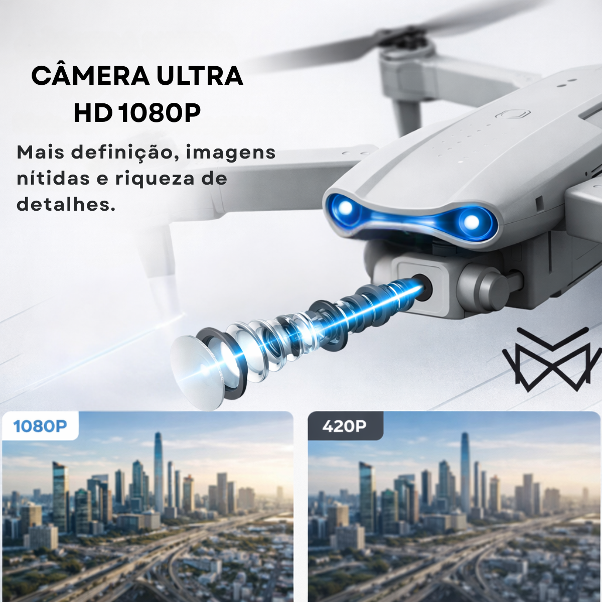 Drone Camera HD Inova Evita Obstáculos WiFi 2.4G 1 Bateria